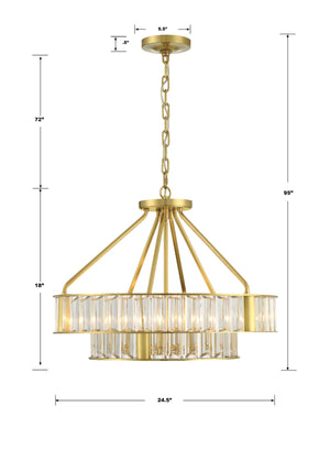 Libby Langdon for Crystorama Farris 6 Light Aged Brass Chandelier FAR-6006-AG