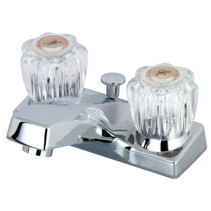 FB101 Two-Handle 3-Hole Deck Mount 4" Centerset Bathroom Faucet with Plastic Pop-Up, Polished Chrome