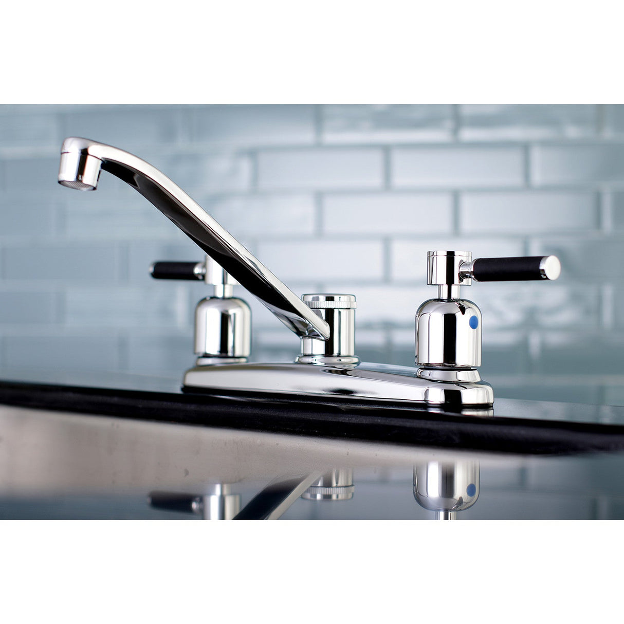 Kaiser FB111DKL Two-Handle 2-Hole Deck Mount 8" Centerset Kitchen Faucet, Polished Chrome