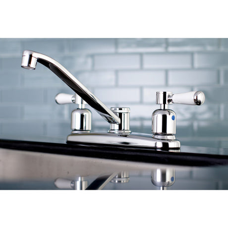 Paris FB111DPL Two-Handle 2-Hole Deck Mount 8" Centerset Kitchen Faucet, Polished Chrome