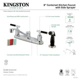 Kaiser FB112CKL Two-Handle 4-Hole Deck Mount 8" Centerset Kitchen Faucet with Side Sprayer, Polished Chrome