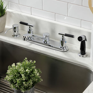 Kaiser FB112CKL Two-Handle 4-Hole Deck Mount 8" Centerset Kitchen Faucet with Side Sprayer, Polished Chrome