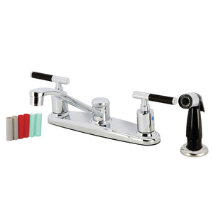 Kaiser FB112CKL Two-Handle 4-Hole Deck Mount 8" Centerset Kitchen Faucet with Side Sprayer, Polished Chrome