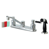 Kaiser FB112DKL Two-Handle 4-Hole Deck Mount 8" Centerset Kitchen Faucet with Side Sprayer, Polished Chrome
