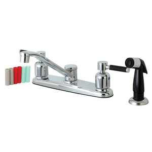 Kaiser FB112DKL Two-Handle 4-Hole Deck Mount 8" Centerset Kitchen Faucet with Side Sprayer, Polished Chrome