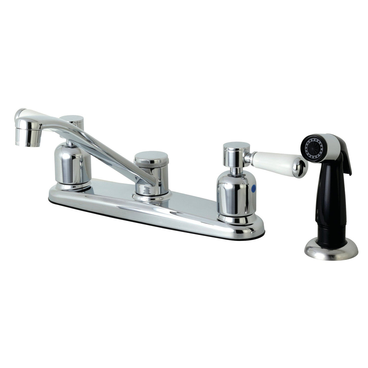 Paris FB112DPL Two-Handle 4-Hole Deck Mount 8" Centerset Kitchen Faucet with Side Sprayer, Polished Chrome