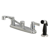 NuvoFusion FB112NDL Two-Handle 4-Hole Deck Mount 8" Centerset Kitchen Faucet with Side Sprayer, Polished Chrome