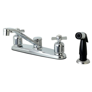 Millennium FB112ZX Two-Handle 4-Hole Deck Mount 8" Centerset Kitchen Faucet with Side Sprayer, Polished Chrome