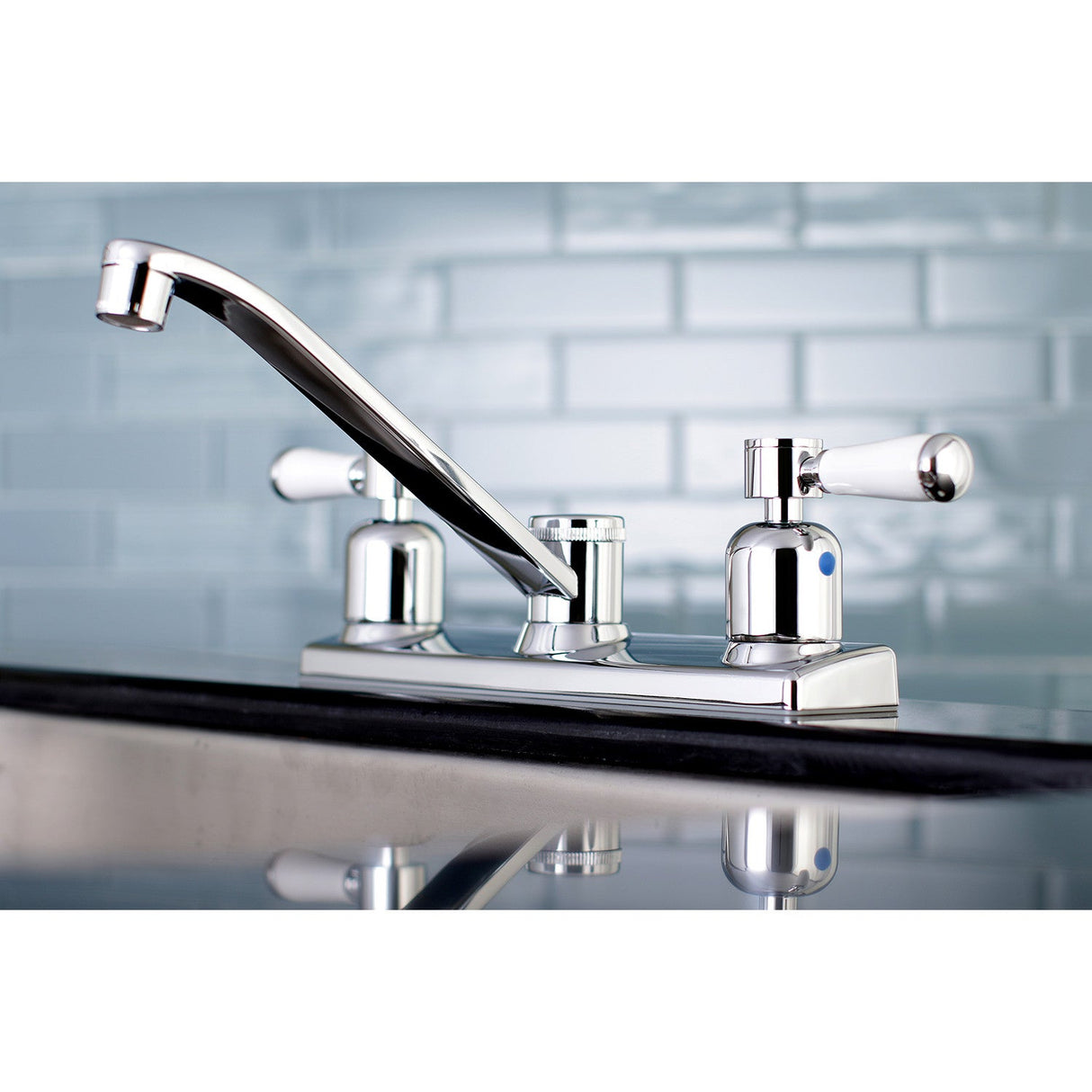 Paris FB121DPL Two-Handle 2-Hole Deck Mount 8" Centerset Kitchen Faucet, Polished Chrome