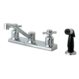 Concord FB122DX Two-Handle 4-Hole Deck Mount 8" Centerset Kitchen Faucet with Side Sprayer, Polished Chrome