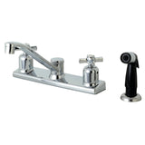 Millennium FB122ZX Two-Handle 4-Hole Deck Mount 8" Centerset Kitchen Faucet with Side Sprayer, Polished Chrome