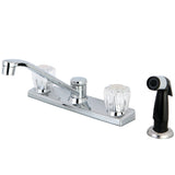 Columbia FB122 Two-Handle 4-Hole Deck Mount 8" Centerset Kitchen Faucet with Side Sprayer, Polished Chrome