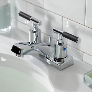 Kaiser FB201CKL Two-Handle 3-Hole Deck Mount 4" Centerset Bathroom Faucet with Plastic Pop-Up, Polished Chrome