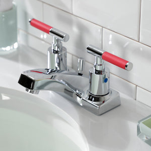 Kaiser FB201CKL Two-Handle 3-Hole Deck Mount 4" Centerset Bathroom Faucet with Plastic Pop-Up, Polished Chrome
