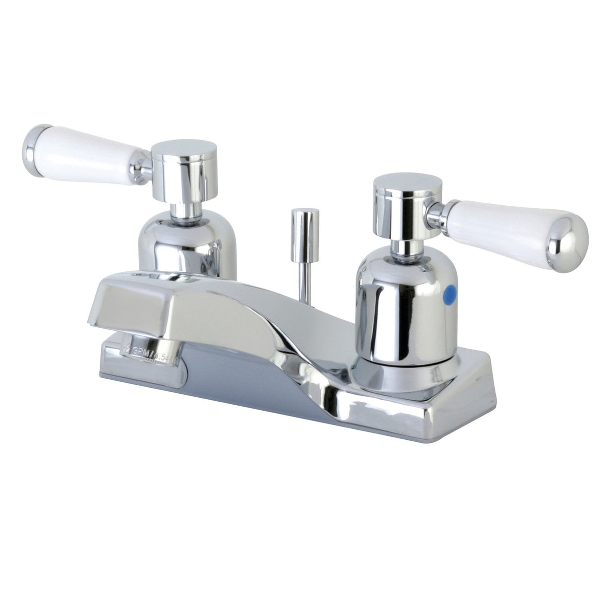 Paris FB201DPL Two-Handle 3-Hole Deck Mount 4" Centerset Bathroom Faucet with Plastic Pop-Up, Polished Chrome