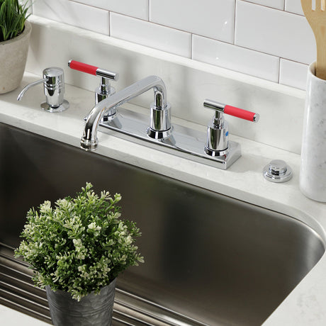 Kaiser FB2131CKL Two-Handle 2-Hole Deck Mount 8" Centerset Kitchen Faucet, Polished Chrome