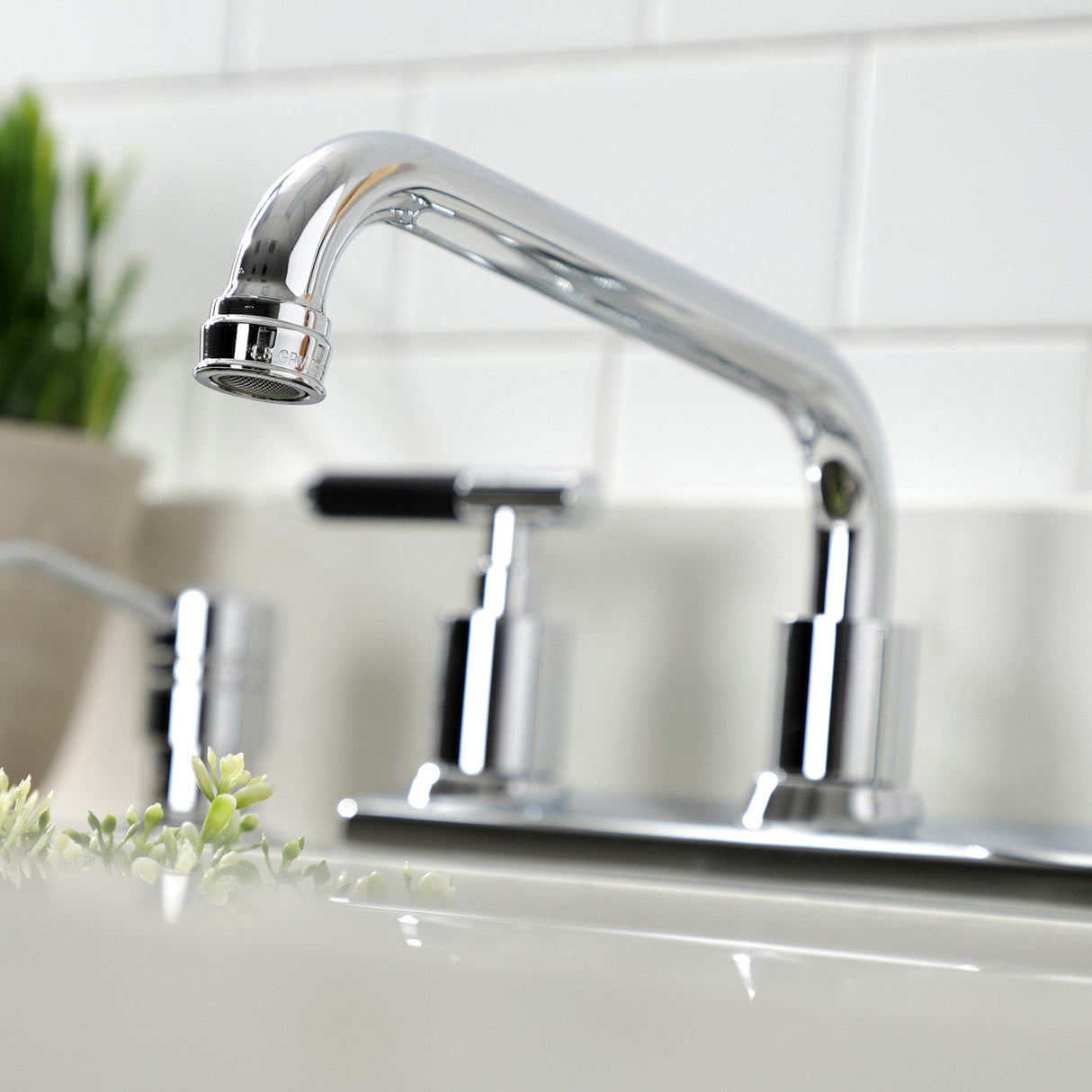 Kaiser FB2131CKL Two-Handle 2-Hole Deck Mount 8" Centerset Kitchen Faucet, Polished Chrome