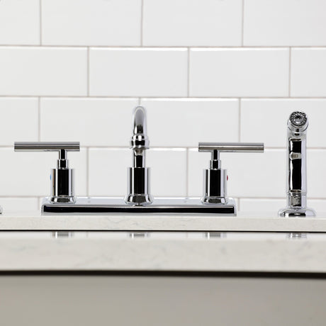 Manhattan FB2131CML Two-Handle 2-Hole Deck Mount 8" Centerset Kitchen Faucet, Polished Chrome