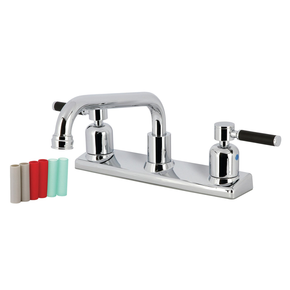Kaiser FB2131DKL Two-Handle 2-Hole Deck Mount 8" Centerset Kitchen Faucet, Polished Chrome