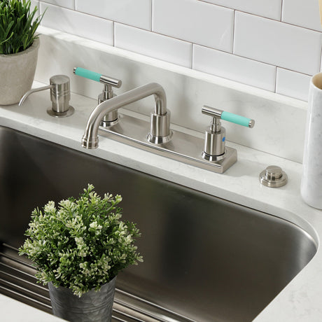 Kaiser FB2138CKL Two-Handle 2-Hole Deck Mount 8" Centerset Kitchen Faucet, Brushed Nickel