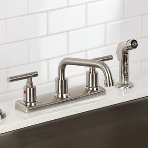Manhattan FB2138CML Two-Handle 2-Hole Deck Mount 8" Centerset Kitchen Faucet, Brushed Nickel