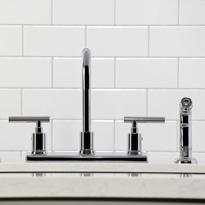 Manhattan FB2141CML Two-Handle 2-Hole Deck Mount 8" Centerset Kitchen Faucet, Polished Chrome
