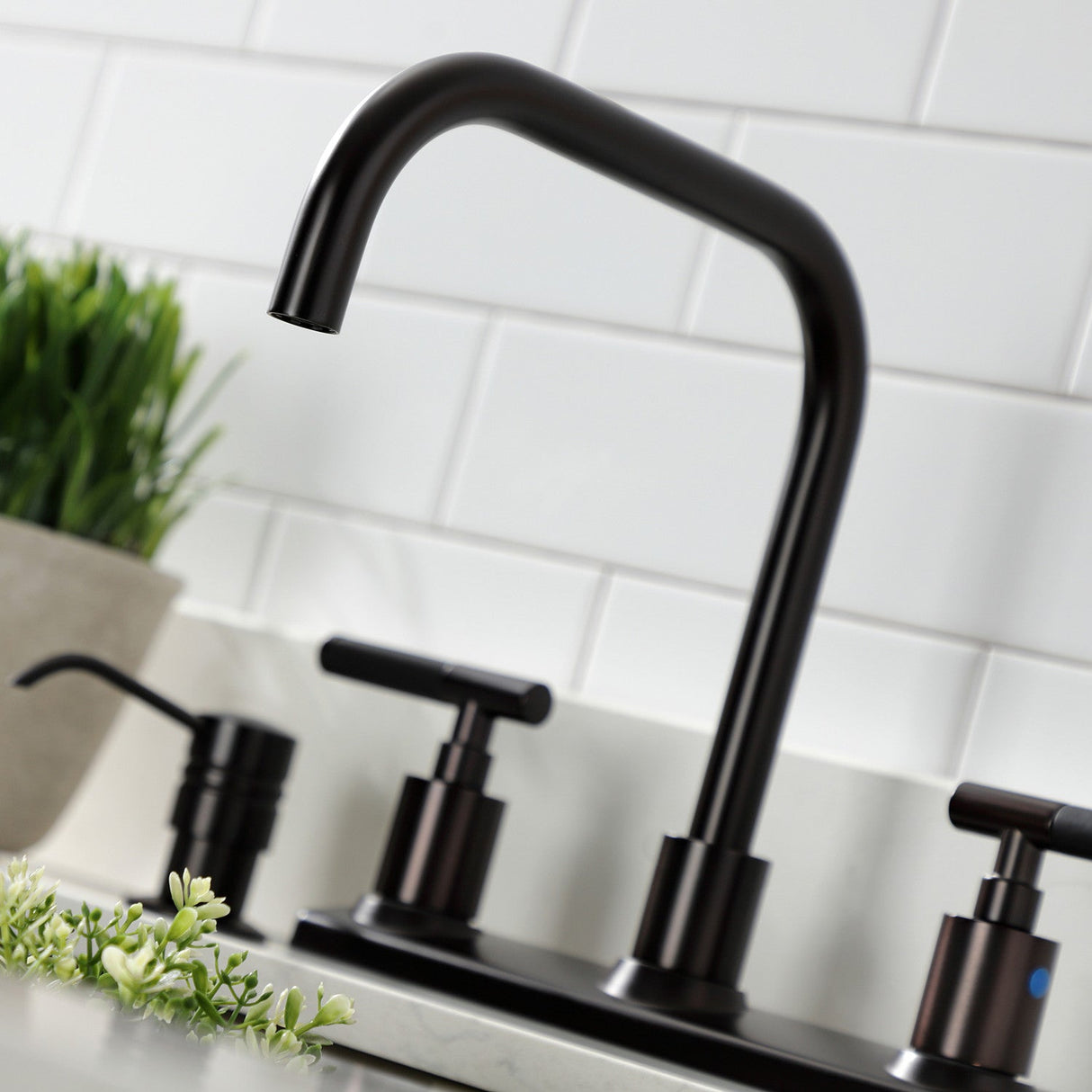 Kaiser FB2145CKL Two-Handle 2-Hole Deck Mount 8" Centerset Kitchen Faucet, Oil Rubbed Bronze