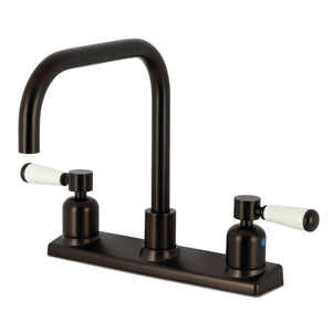 Paris FB2145DPL Two-Handle 2-Hole Deck Mount 8" Centerset Kitchen Faucet, Oil Rubbed Bronze