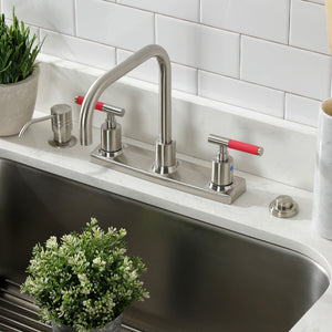 Kaiser FB2148CKL Two-Handle 2-Hole Deck Mount 8" Centerset Kitchen Faucet, Brushed Nickel