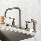 Manhattan FB2148CML Two-Handle 2-Hole Deck Mount 8" Centerset Kitchen Faucet, Brushed Nickel
