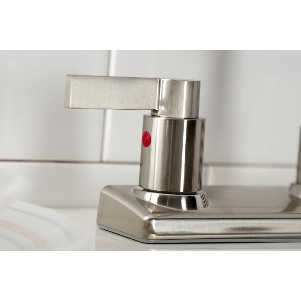NuvoFusion FB2148NDL Two-Handle 2-Hole Deck Mount 8" Centerset Kitchen Faucet, Brushed Nickel