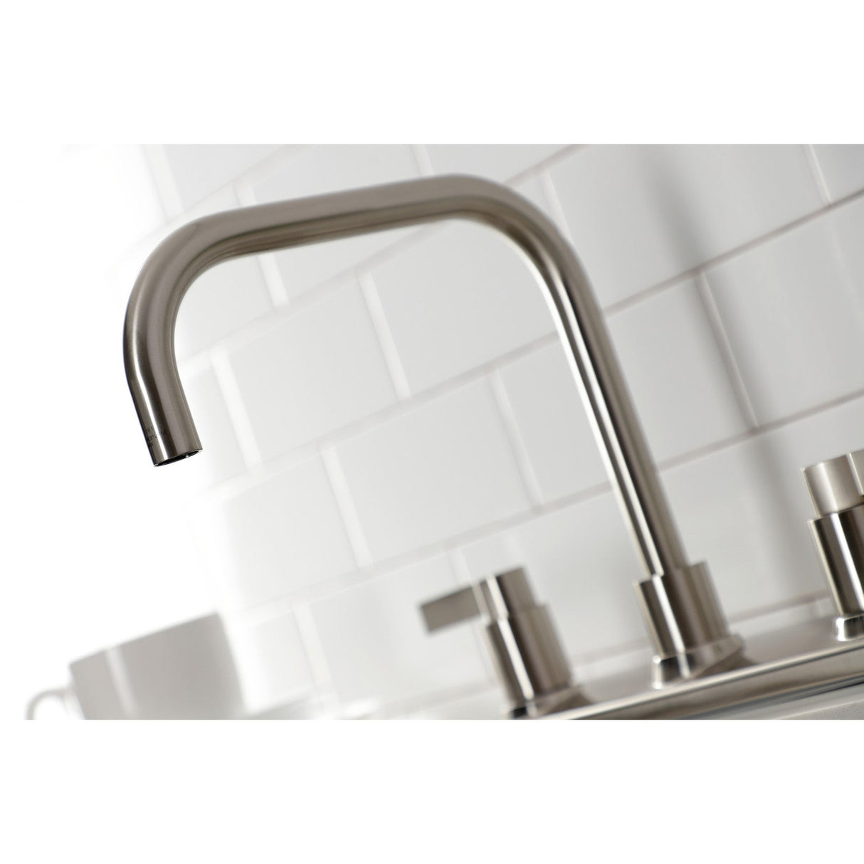 NuvoFusion FB2148NDL Two-Handle 2-Hole Deck Mount 8" Centerset Kitchen Faucet, Brushed Nickel