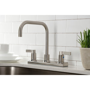 NuvoFusion FB2148NDL Two-Handle 2-Hole Deck Mount 8" Centerset Kitchen Faucet, Brushed Nickel