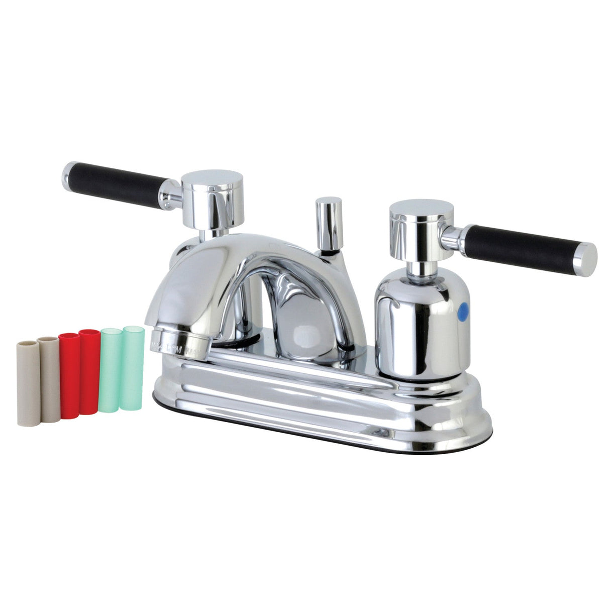 Kaiser FB2601DKL Two-Handle 3-Hole Deck Mount 4" Centerset Bathroom Faucet with Plastic Pop-Up, Polished Chrome