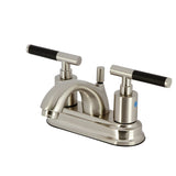 Kaiser FB2608CKL Two-Handle 3-Hole Deck Mount 4" Centerset Bathroom Faucet with Plastic Pop-Up, Brushed Nickel