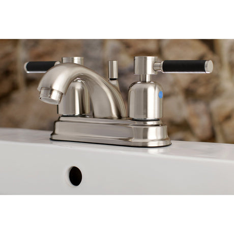 Kaiser FB2608DKL Two-Handle 3-Hole Deck Mount 4" Centerset Bathroom Faucet with Plastic Pop-Up, Brushed Nickel