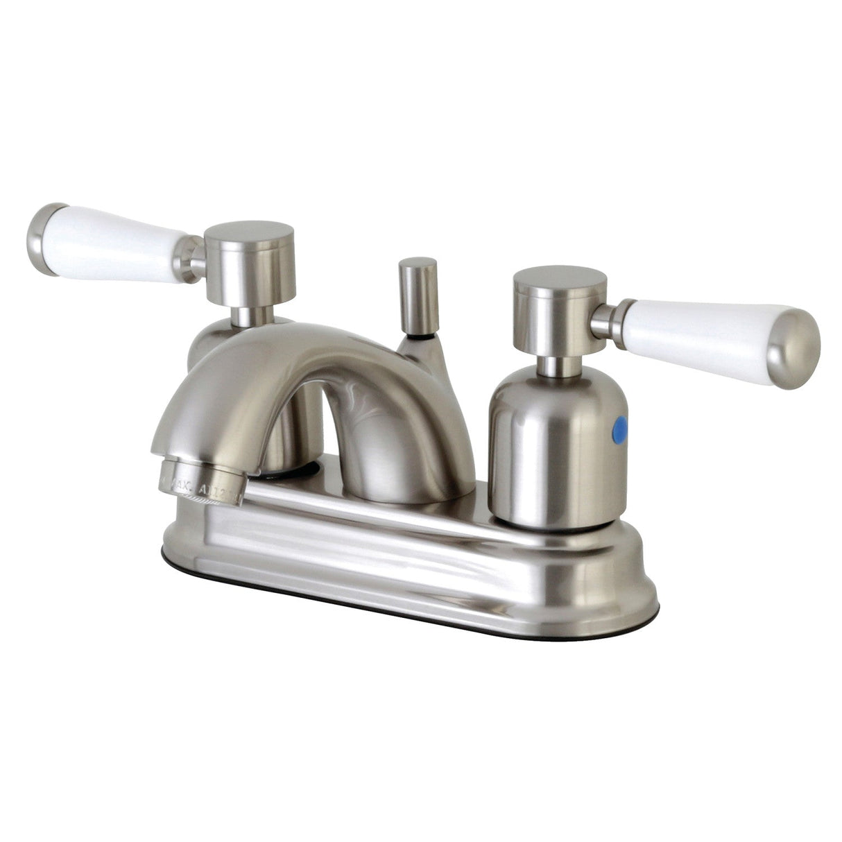 Paris FB2608DPL Two-Handle 3-Hole Deck Mount 4" Centerset Bathroom Faucet with Plastic Pop-Up, Brushed Nickel