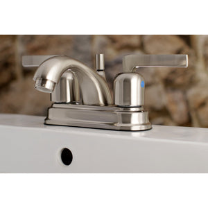 Centurion FB2608EFL Two-Handle 3-Hole Deck Mount 4" Centerset Bathroom Faucet with Plastic Pop-Up, Brushed Nickel