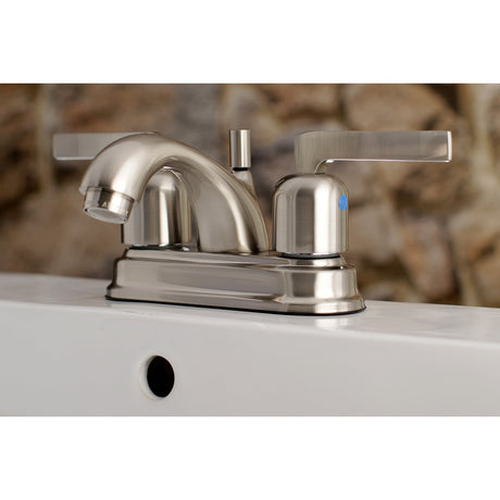 Centurion FB2608EFL Two-Handle 3-Hole Deck Mount 4" Centerset Bathroom Faucet with Plastic Pop-Up, Brushed Nickel