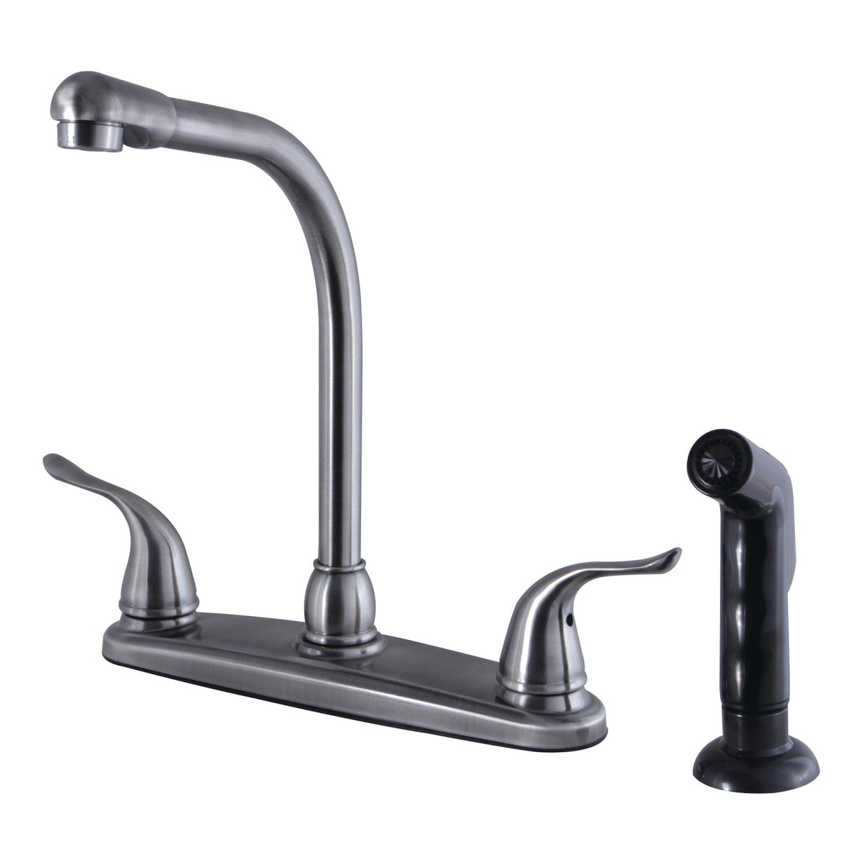 Yosemite FB2754YLSP Two-Handle 4-Hole Deck Mount 8" Centerset Kitchen Faucet with Side Sprayer, Black Stainless
