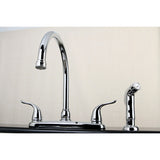 Yosemite FB2791YLSP Two-Handle 4-Hole Deck Mount 8" Centerset Kitchen Faucet with Side Sprayer, Polished Chrome