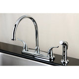 Yosemite FB2791YLSP Two-Handle 4-Hole Deck Mount 8" Centerset Kitchen Faucet with Side Sprayer, Polished Chrome