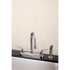 Yosemite FB2791YLSP Two-Handle 4-Hole Deck Mount 8" Centerset Kitchen Faucet with Side Sprayer, Polished Chrome