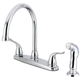 Yosemite FB2791YLSP Two-Handle 4-Hole Deck Mount 8" Centerset Kitchen Faucet with Side Sprayer, Polished Chrome