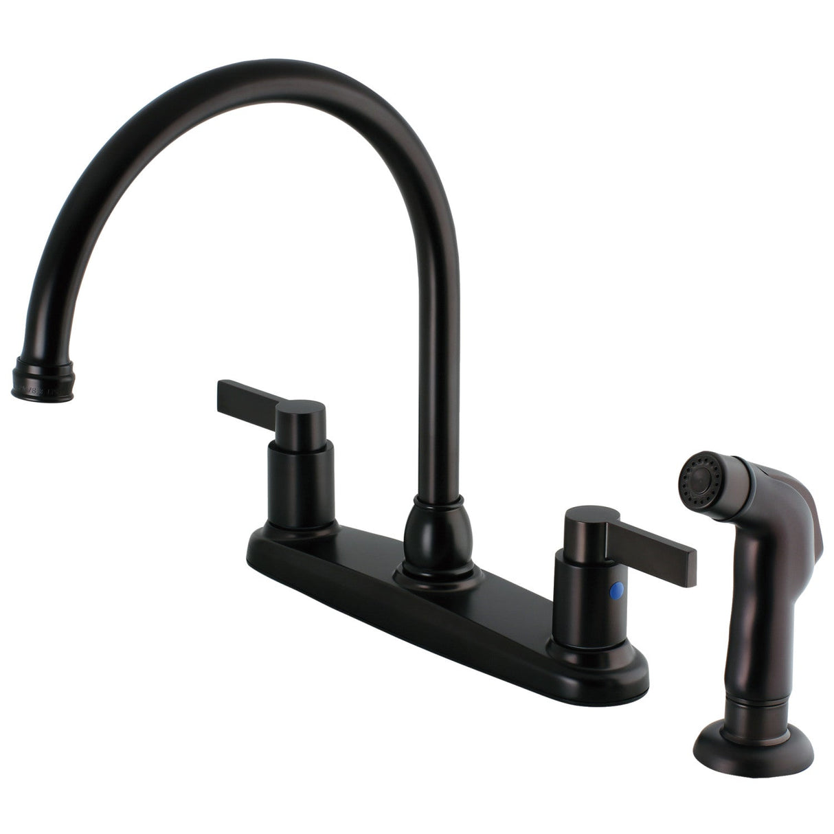 NuvoFusion FB2795NDLSP Two-Handle 4-Hole Deck Mount 8" Centerset Kitchen Faucet with Side Sprayer, Oil Rubbed Bronze