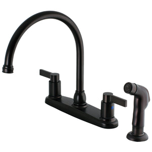 NuvoFusion FB2795NDLSP Two-Handle 4-Hole Deck Mount 8" Centerset Kitchen Faucet with Side Sprayer, Oil Rubbed Bronze