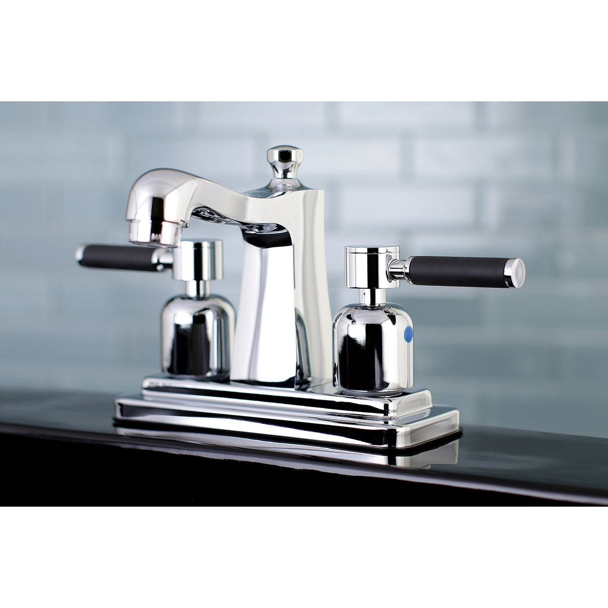 Kaiser FB4641DKL Two-Handle 3-Hole Deck Mount 4" Centerset Bathroom Faucet with Plastic Pop-Up, Polished Chrome