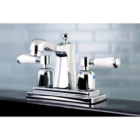 Paris FB4641DPL Two-Handle 3-Hole Deck Mount 4" Centerset Bathroom Faucet with Plastic Pop-Up, Polished Chrome