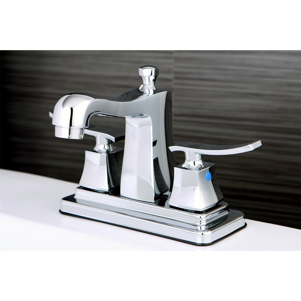 Queensbury FB4641JQL Two-Handle 3-Hole Deck Mount 4" Centerset Bathroom Faucet with Plastic Pop-Up, Polished Chrome