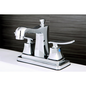 Queensbury FB4641JQL Two-Handle 3-Hole Deck Mount 4" Centerset Bathroom Faucet with Plastic Pop-Up, Polished Chrome